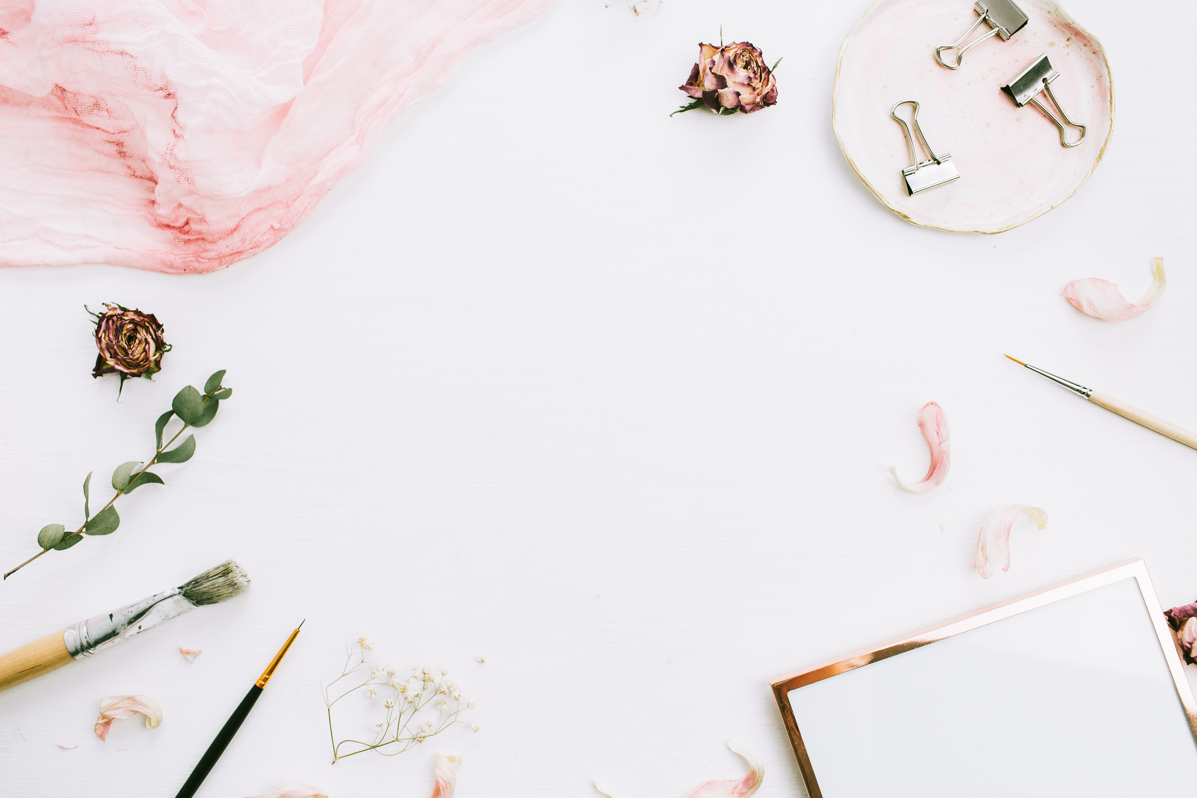 Eucalyptus, Rose and Stationery